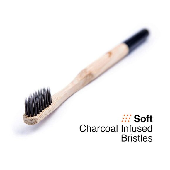 Bamboo Toothbrush with Soft Charcoal Infused Bristles, Set of 4 - Picture 2 of 8